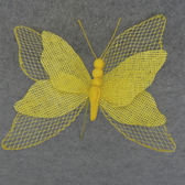 BUTTERFLY 9&quot; BURLAP PICK  YELLOW