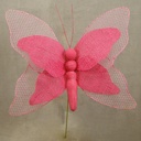 14" BUTTERFLY BURLAP PICK FUCHSIA