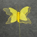 14" BUTTERFLY BURLAP PICK YELLOW
