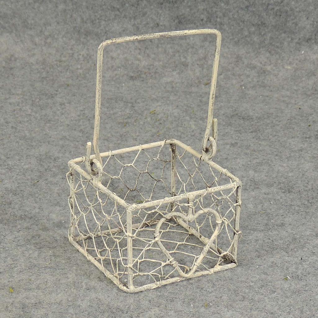 BASKET WIRE 2.5"H X 3.25"Dw/HDL  WHITE WASH