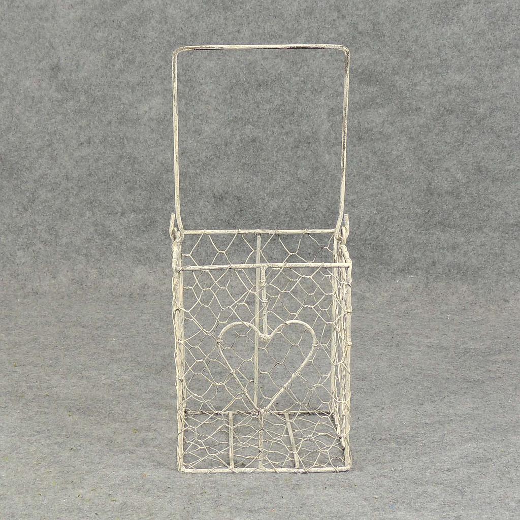 [SA5027-WHW] BASKET WIRE 6.5"H X 5.75"D WHITEWASH