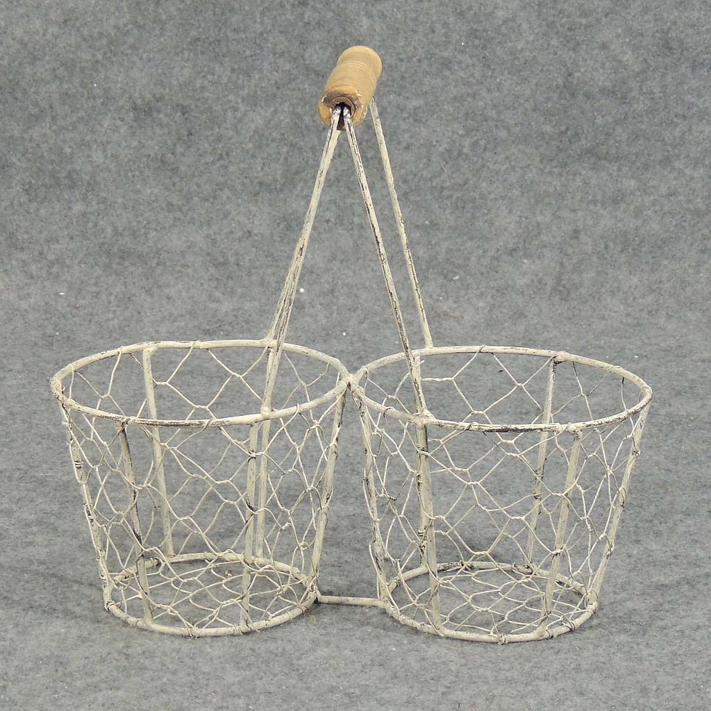 [SA5029-WHW] BASKET WIRE 4"Hx9.75"Lx4.75"W WHITEWASH