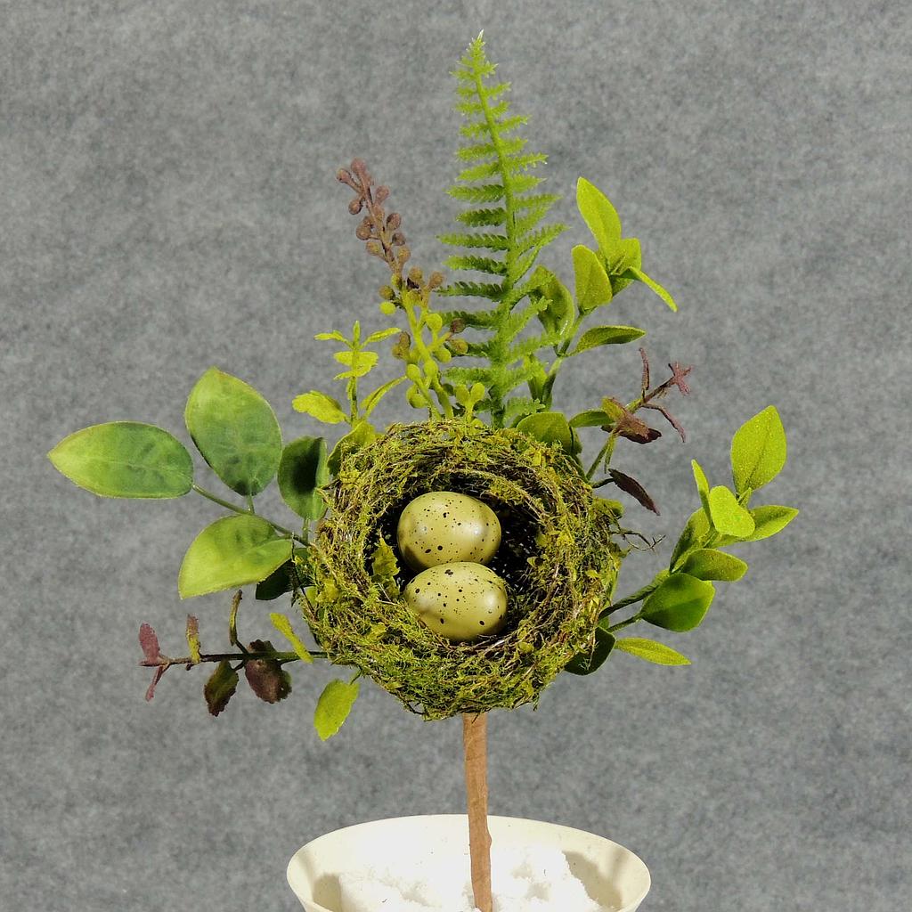 NEST W/EGGS & FOLIAGE PICK 11"