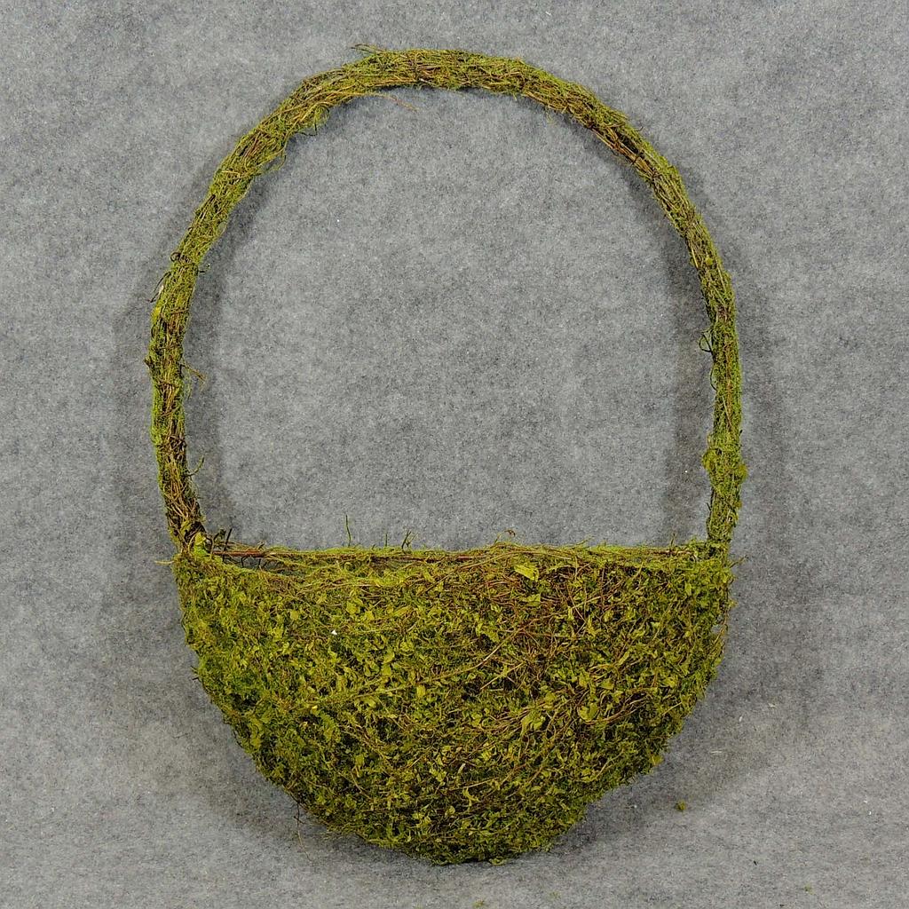 BASKET HALF WALL MOSS/TWIG 15"H X 11"W X 4"D