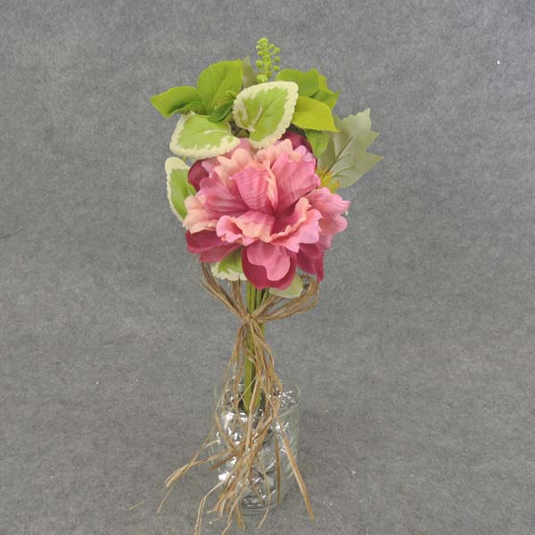 15" ROSE/PEONY MIX BUNDLE X6 W/RAFFIA BOW