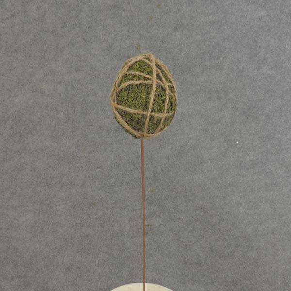 11" EGG PICK MOSS/JUTE DESIGN 1