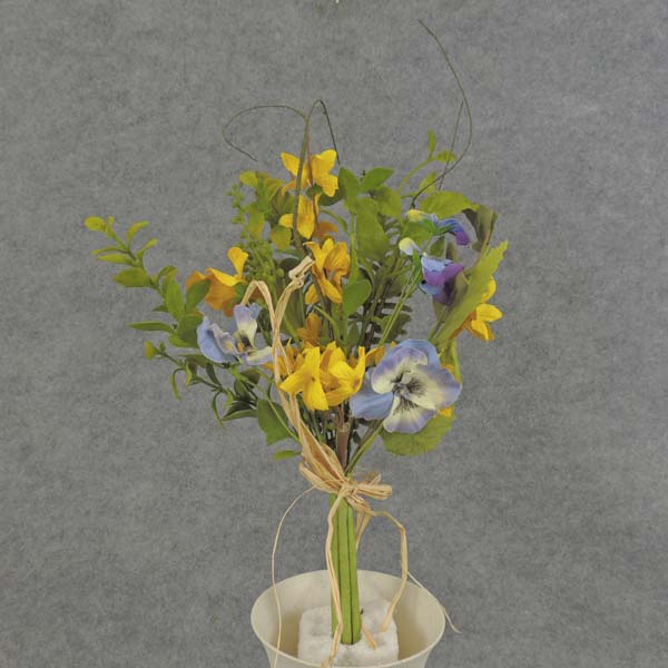 13" FORSYTHIA/PANSY BUNDLE X6 YELLOW/PURPLE