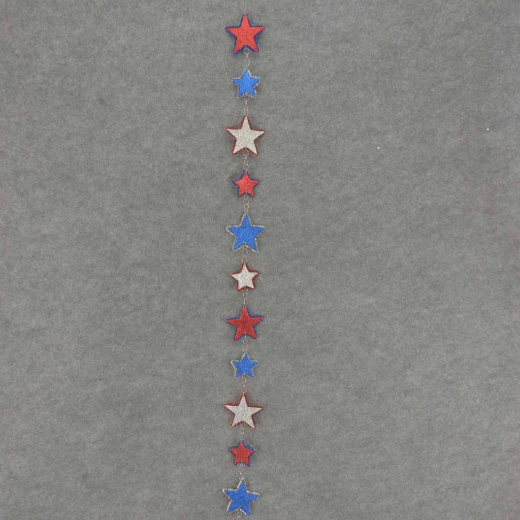 [SA7004-RSB] 54" STAR GARLAND GLIT/TINSEL