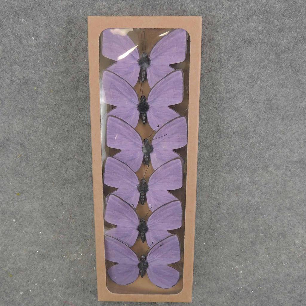 3" BUTTERFLY PRINTED W/WIRE 6/BOX PURPLE
