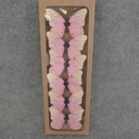 BUTTERFLY PRINTED 3" W/WIRE 6/BOX PINK/CREAM