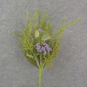 21" MIXED FOLIAGE BUSH H/WRAP W/PURPLE QAL