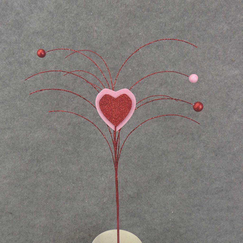 19" GLITTER HEART SPRAY