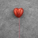 HEART 3"x2.5" w/14" PICK  RED (6/BAG)