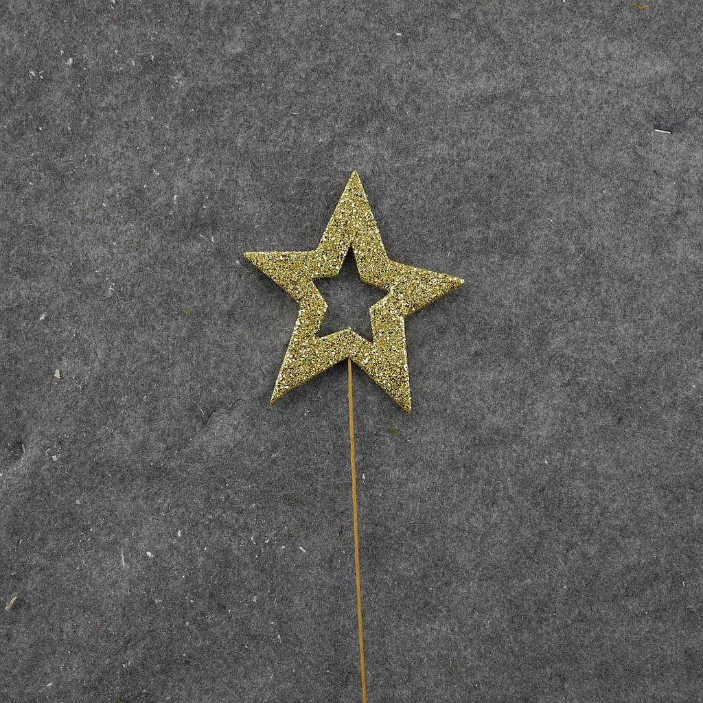 [SA8225-GLD] 18" STAR OUTLINE PICK (6/BAG) GOLD GLITTER