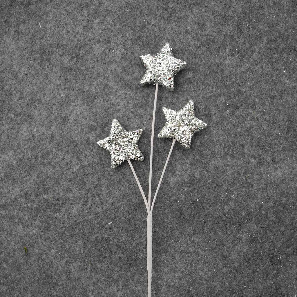 [SA8228-SIL] 19" STAR PICK X3 (6/BAG) SMALL SILVER