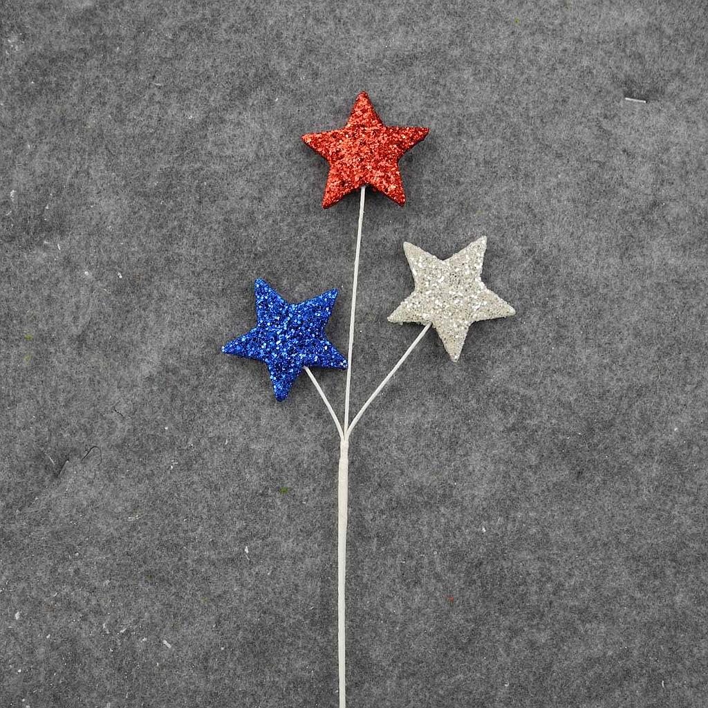 [SA8230-RWB] 19" STAR PICK X3 (6/BAG) LARGE RED/WHITE/BLUE