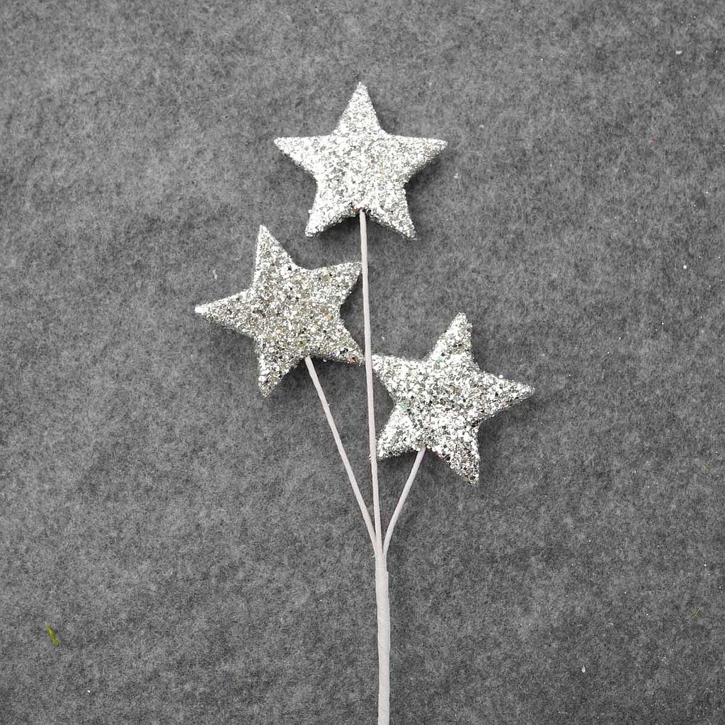 [SA8230-SIL] 19" STAR PICK X3 (6/BAG) LARGE SILVER