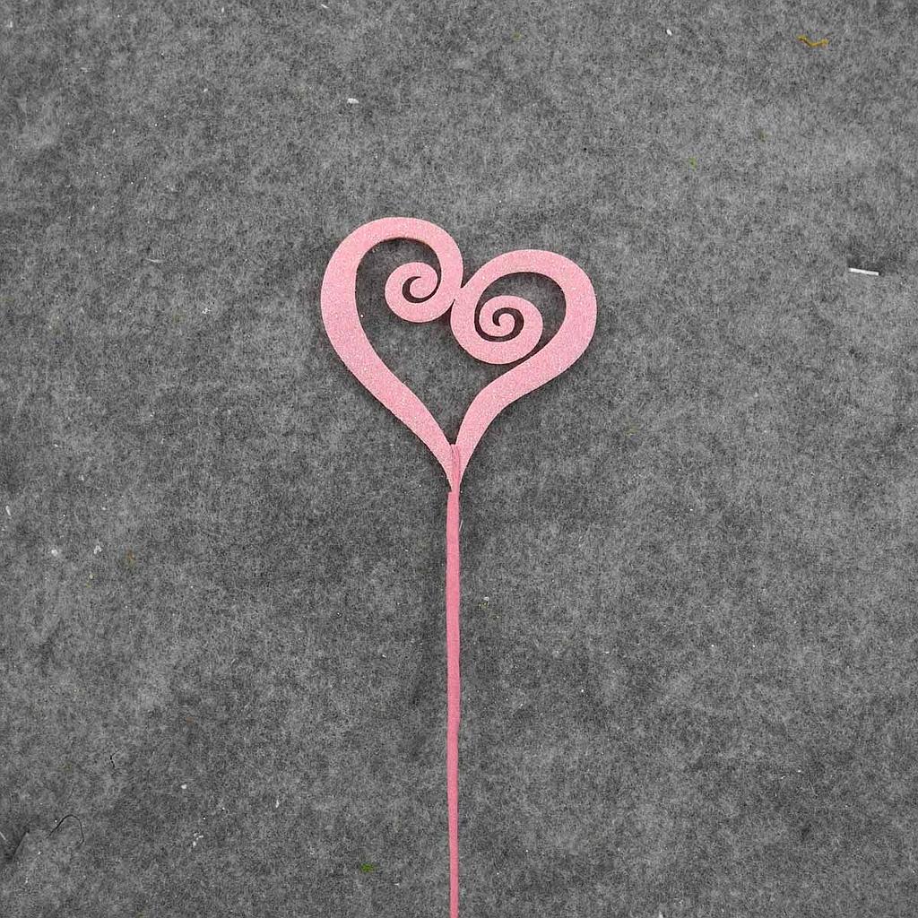 HEART PICK 17.25" W/GLITTER (6 PER BAG)