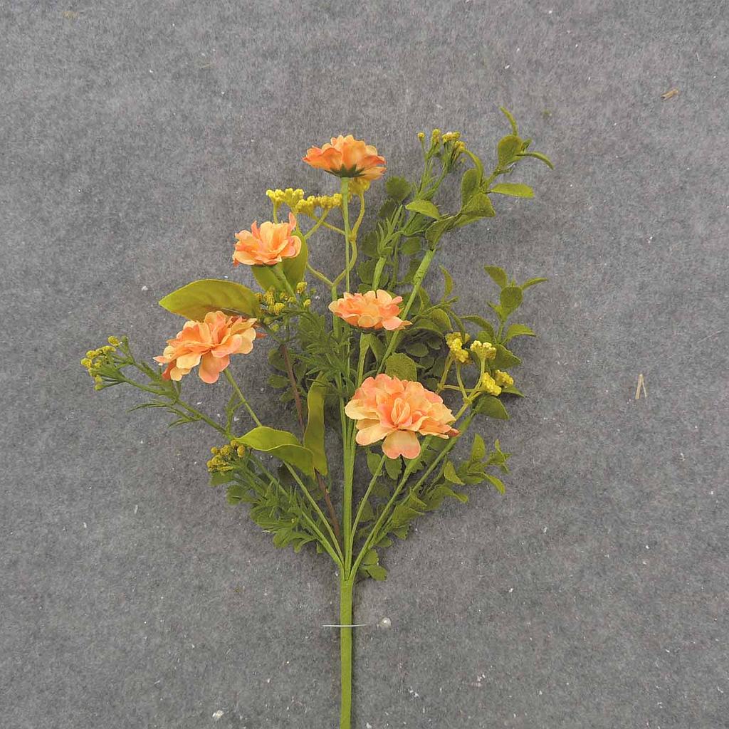 MARIGOLD PICK 12" W/FLK FOLIAGE HANDWRAPPED
