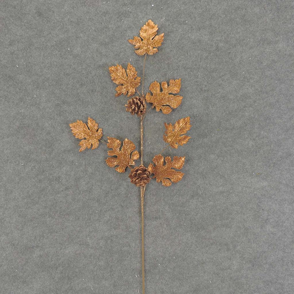 OAK LEAF SPRAY W/CONES X3 28"  BRONZE