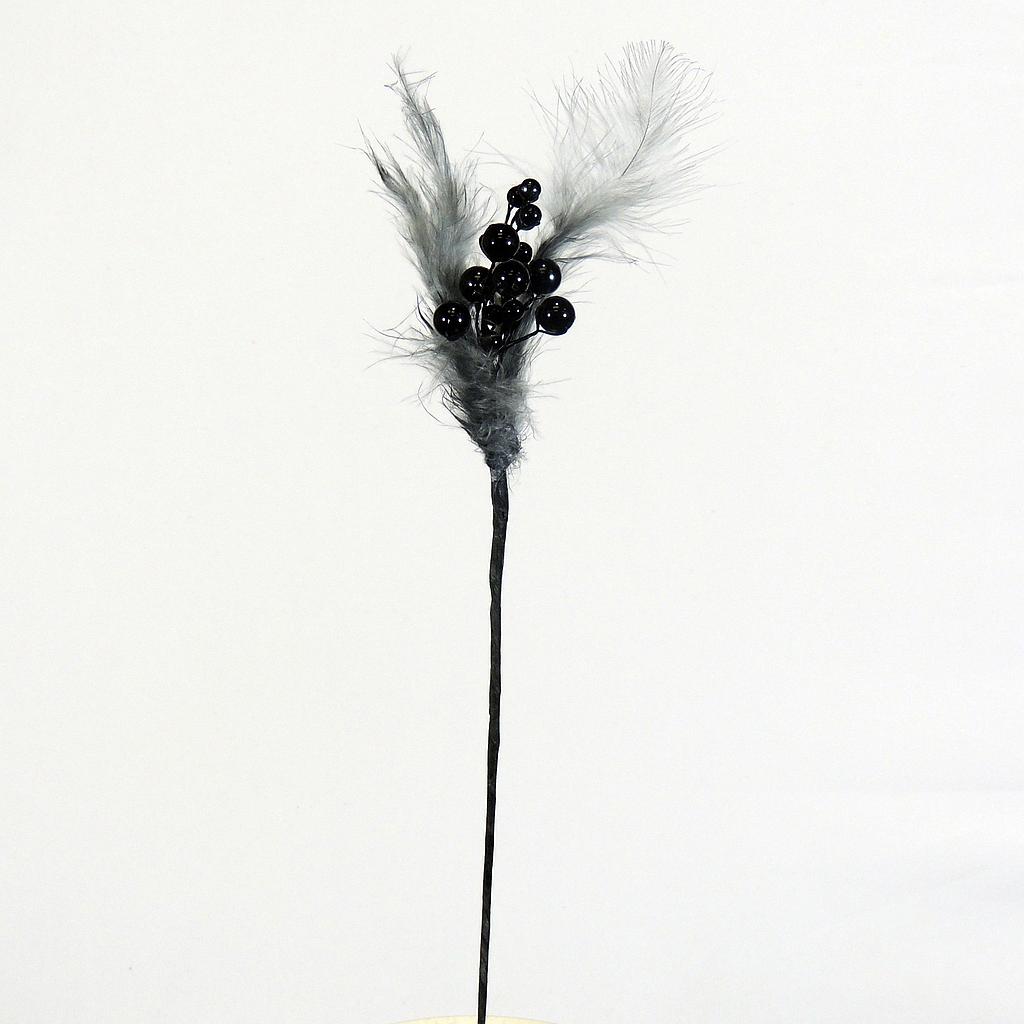 11" PEARL/FEATHER PICK (6/BAG) BLACK