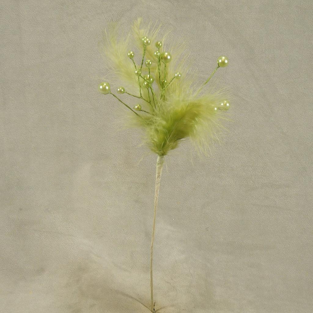 11" PEARL/FEATHER PICK (6/BAG) GREEN