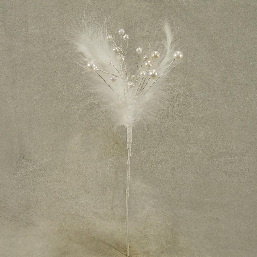 PEARL/FEATHER PICK 11" (6/BAG)  WHITE