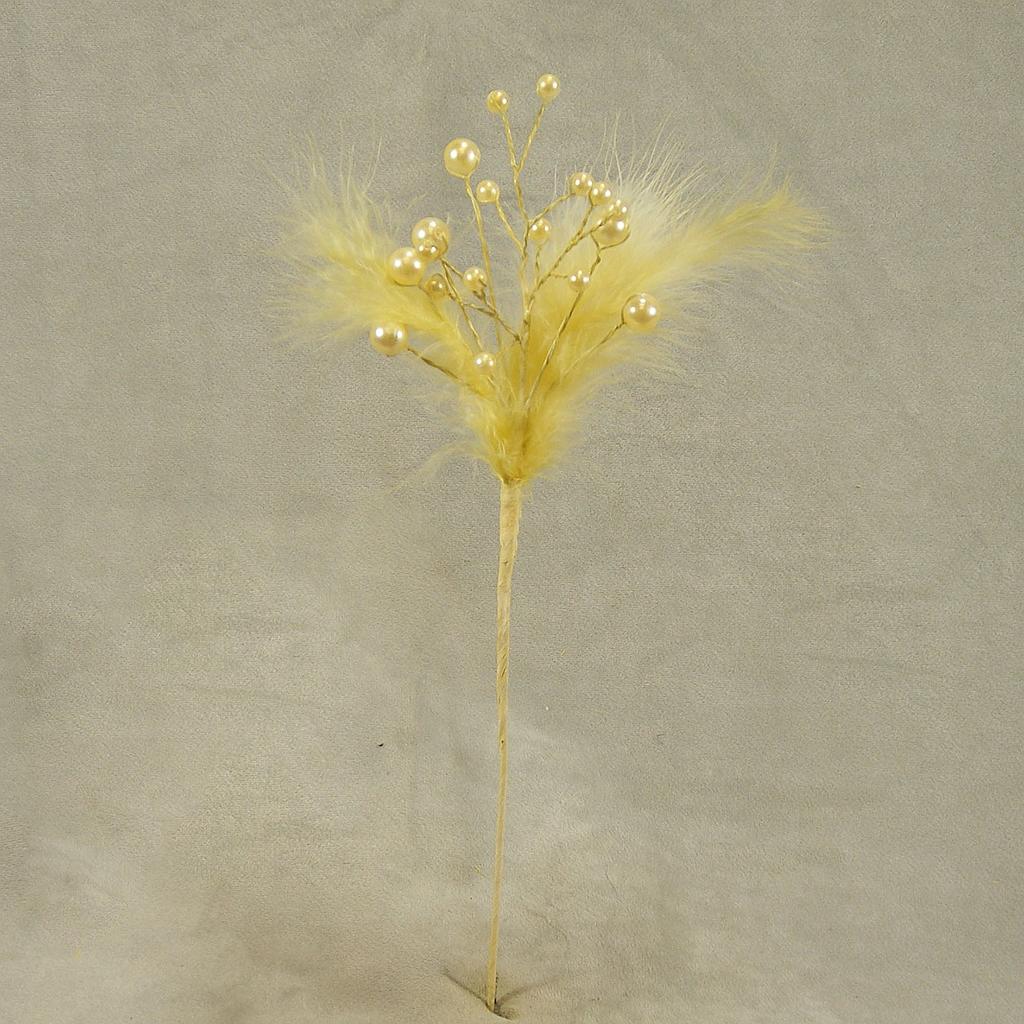 11" PEARL/FEATHER PICK (6/BAG) YELLOW