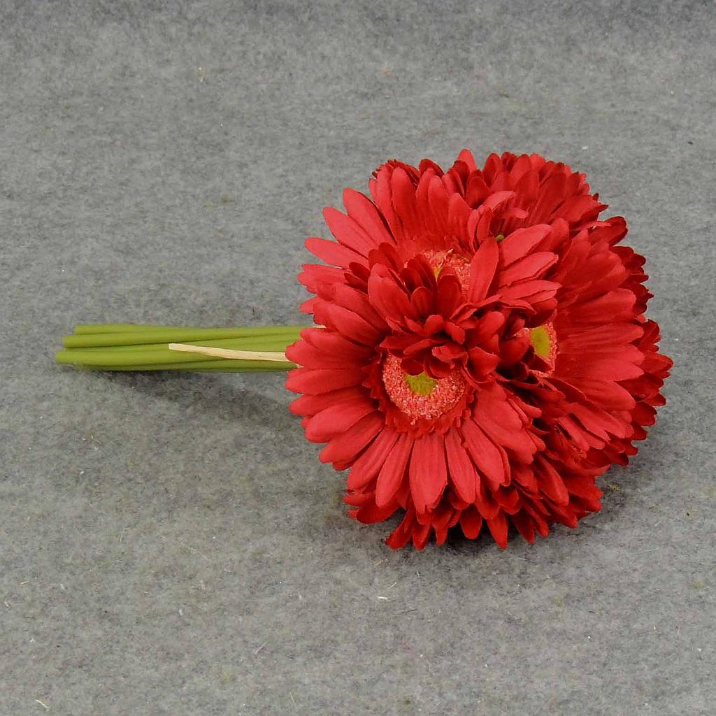 GERBERA DAISY BOUQUET X9 10.5"  DARK RED