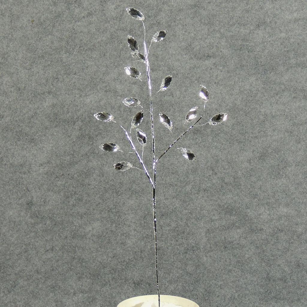[SB4172] 16" JEWEL LEAVES SPRAY X3 CLEAR
