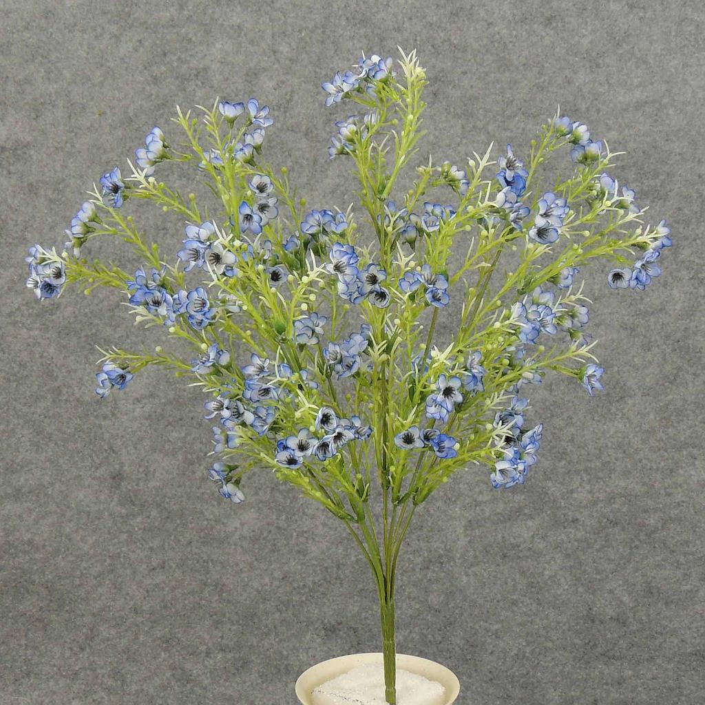 18" WAX FLOWER BUSH X9 BLUE