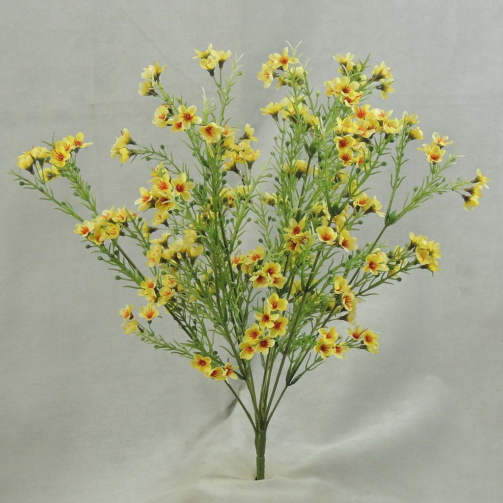 [SB4235-YEL] 18" WAX FLOWER BUSH X9 YELLOW