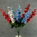 DELPHINUM BUSH X9 25"  RED/WHITE/BLUE