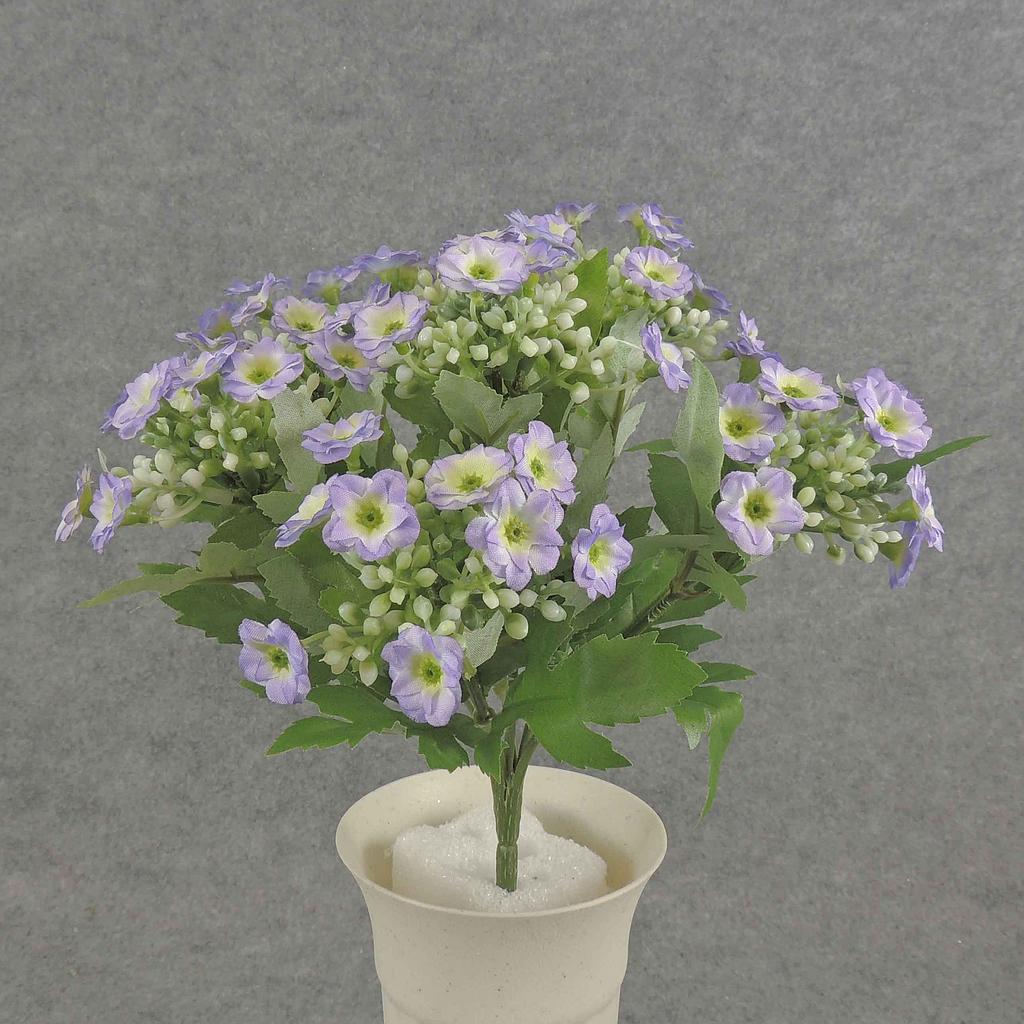 10" WILD FLOWER BUSH X7 w/BUDS PURPLE/WHITE