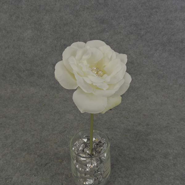 [SB6129] 10" ROSE PICK W/CENTER GEM CREAM/WHITE