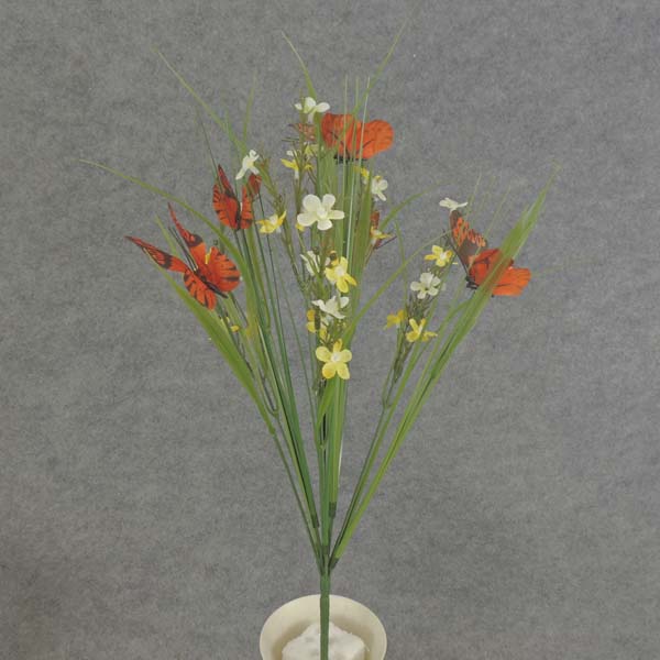 18" BLOSSOM BUSH w/BUTTERFLY ORANGE/YELLOW