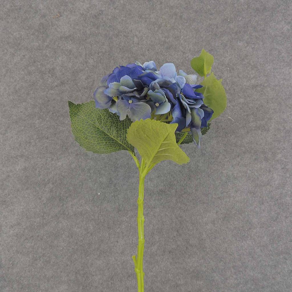 HYDRANGEA STEM 15" W/LEAVES  BLUE
