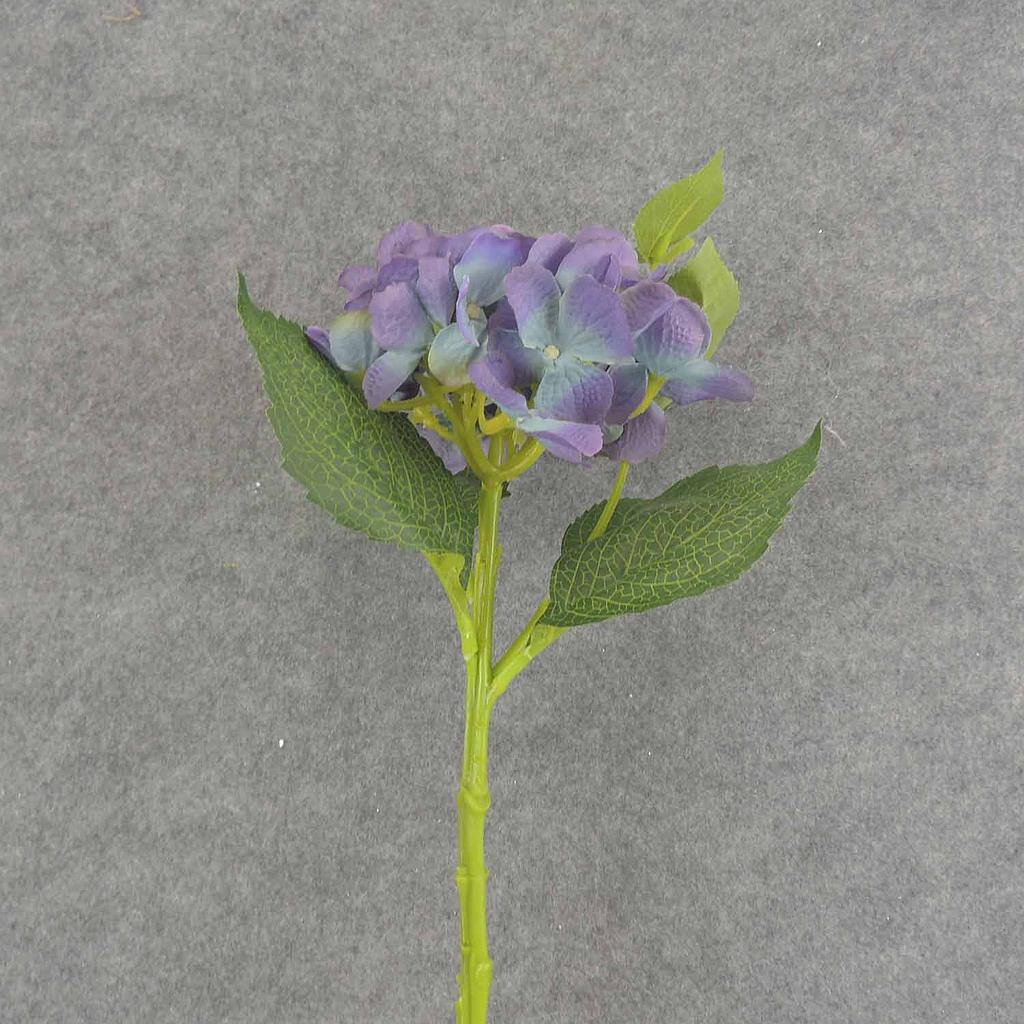 HYDRANGEA STEM 15" W/LEAVES  PURPLE/BLUE