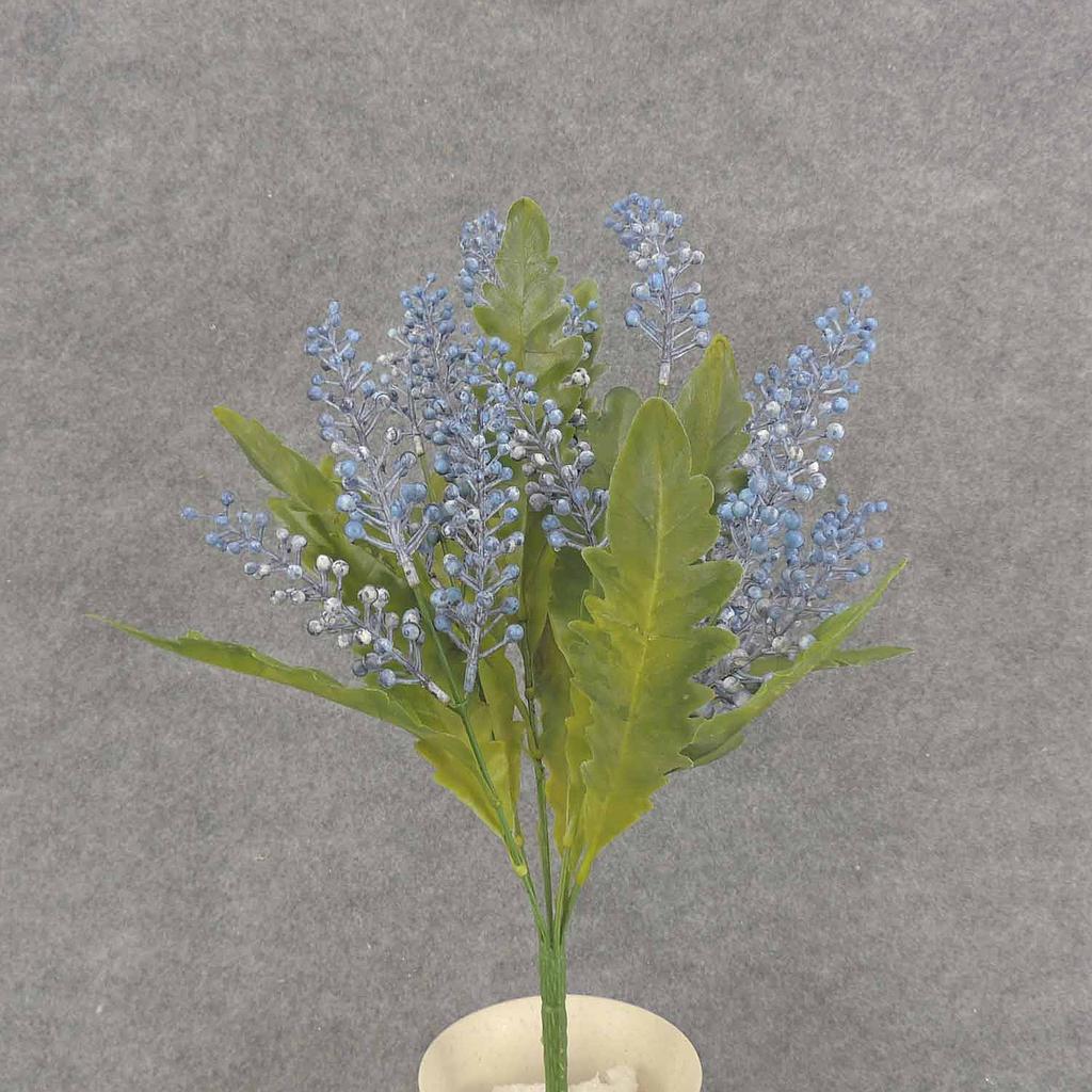 18" SEED/LEAF BUSH X6 PLASTIC BLUE