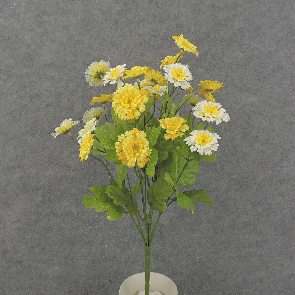 19" ZINNIA BUSH X10 YELLOW/CREAM
