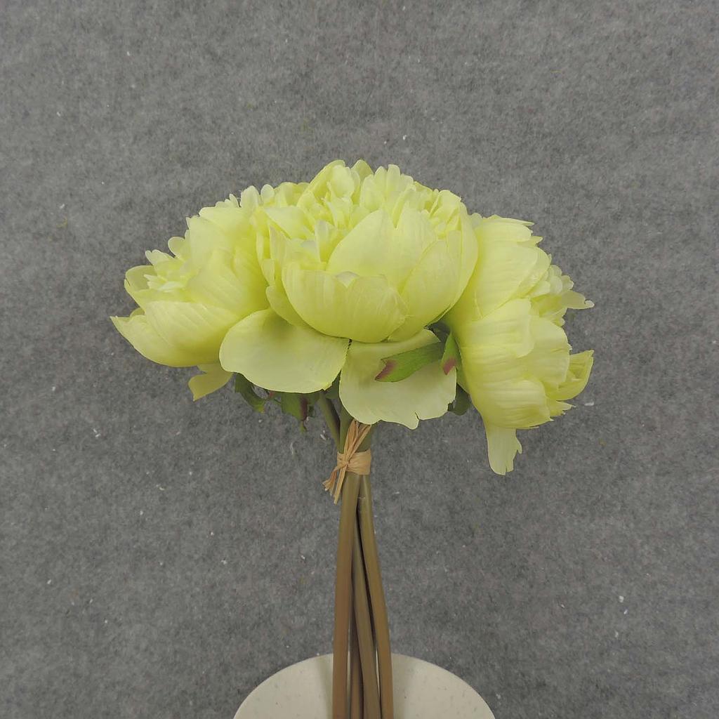 [SB8007-LGN] 10" PEONY BUNDLE X5 3" dia LIGHT GREEN