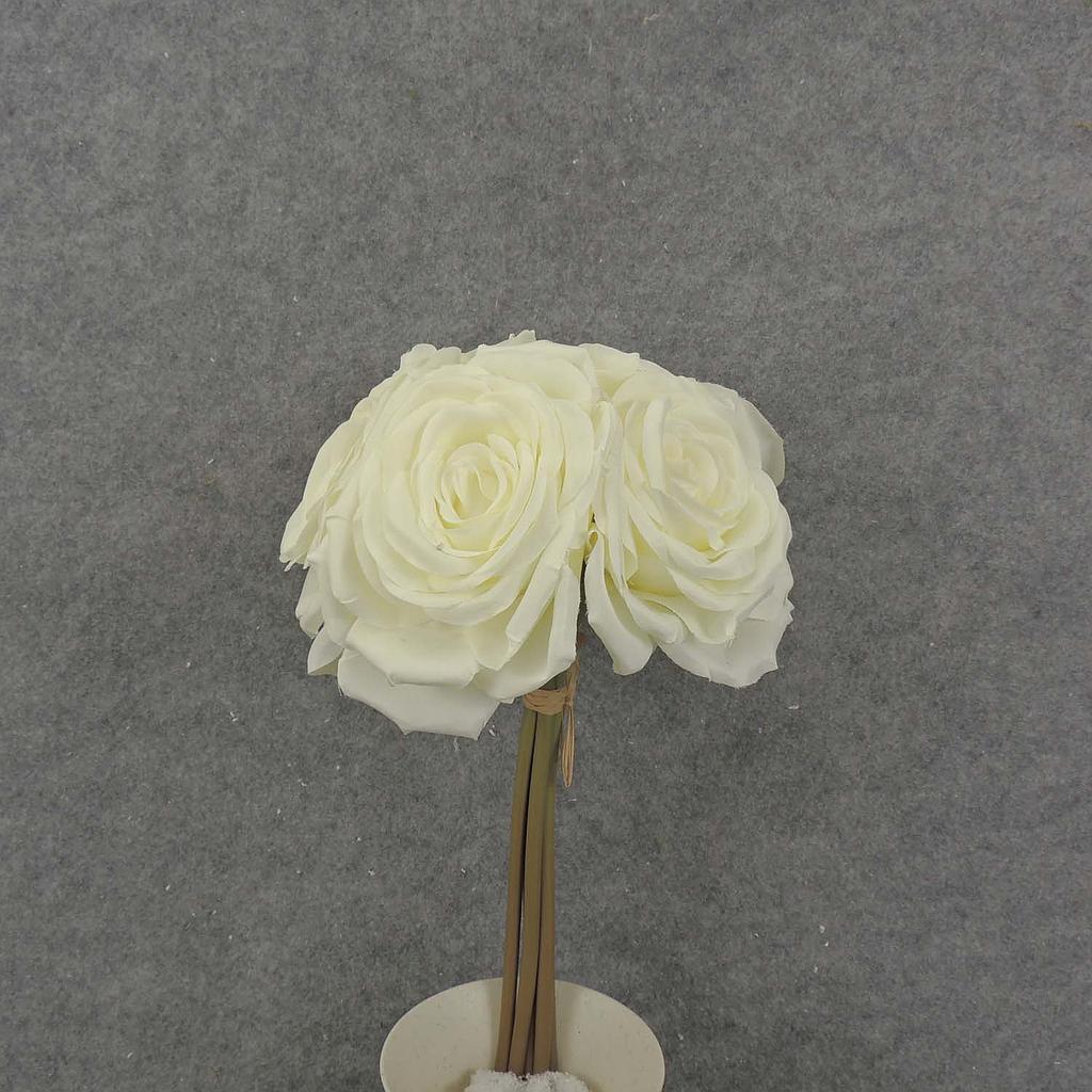 12" ROSE BUNDLE X5 4.5" dia CREAM/WHITE