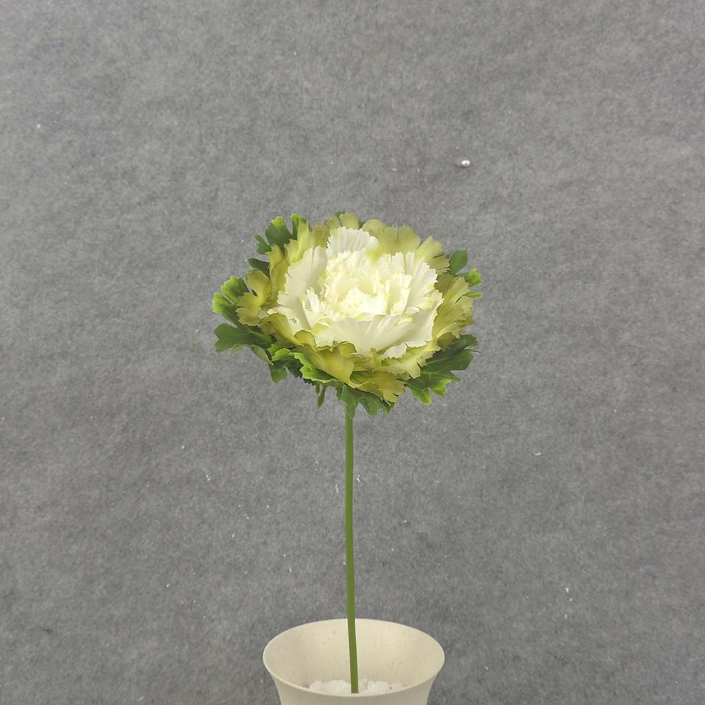 CABBAGE BLOSSOM PICK 5.5"dia  CREAM/GREEN