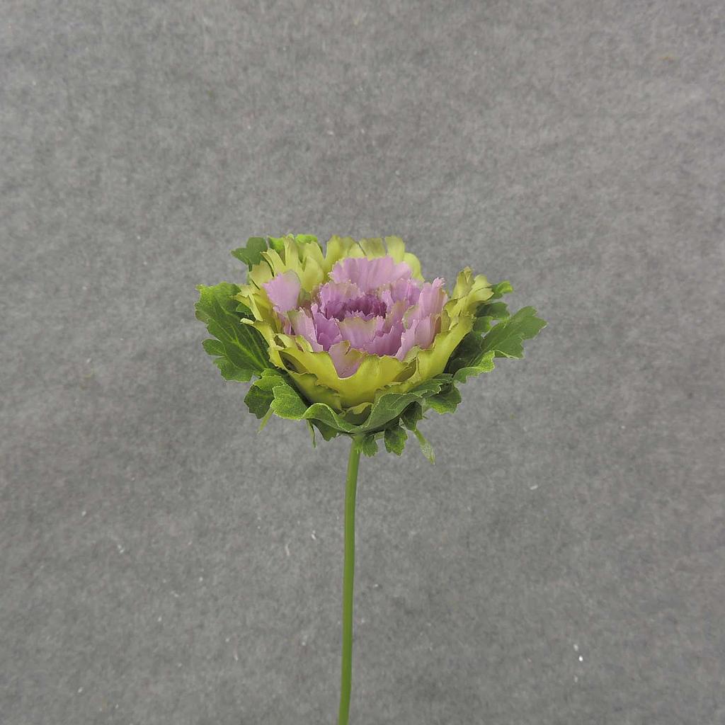 CABBAGE BLOSSOM PICK 5.5"dia  LAVENDER/GREEN