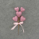 HEART GLITTER PICK X6 9.5" PINK W/ BOW