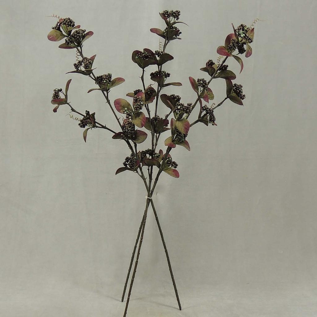 28" BERRY LEAVE SPRAY(3/BUNDLE) BURGUNDY/GREEN