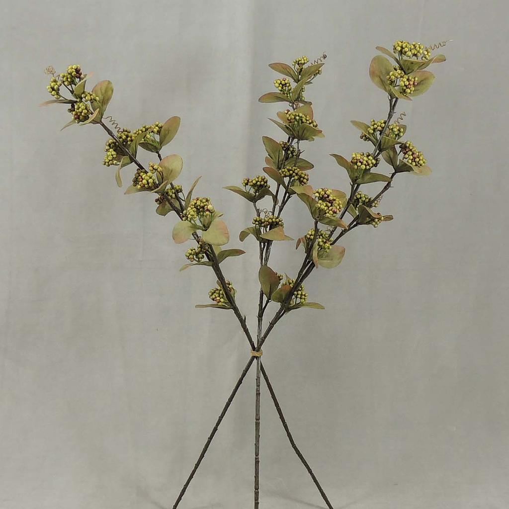 BERRY LEAVE SPRAY(3/BUNDLE) 28"  GREEN