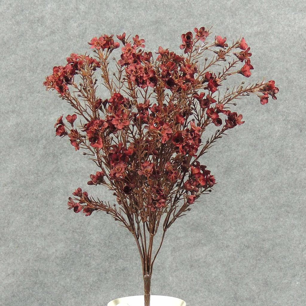[SBF4110-BUR] 18" WAX FLOWER BUSH X9 BURGUNDY