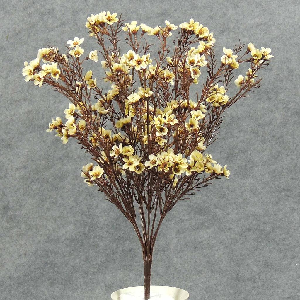 [SBF4110-CGN] 18" WAX FLOWER BUSH X9 CREAM/GREEN