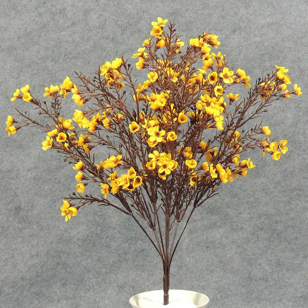 [SBF4110-GYL] 18" WAX FLOWER BUSH X9 GOLDEN YELLOW